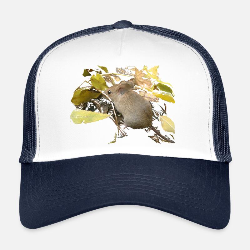 Maus im Laub - Trucker Cap - Weiß/Navy