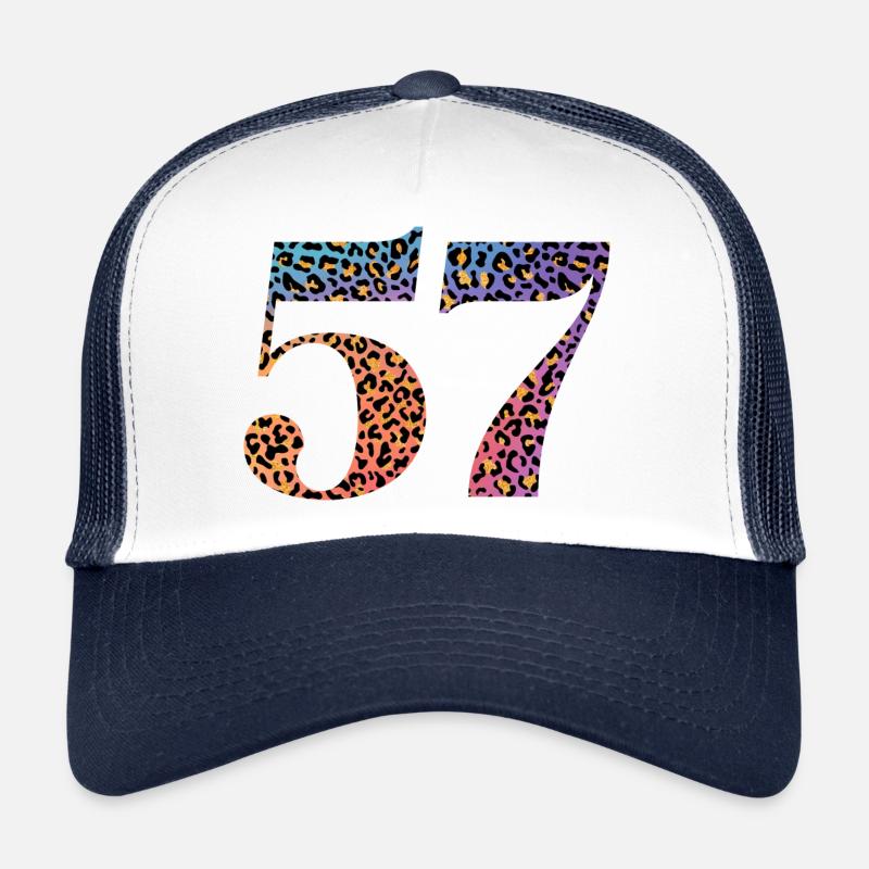 57. Geburtstag Leopard - Trucker Cap - Weiß/Navy