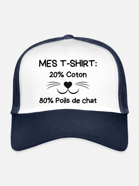 Propriétaire de chat - Casquette trucker  - blanc/marine - Devant