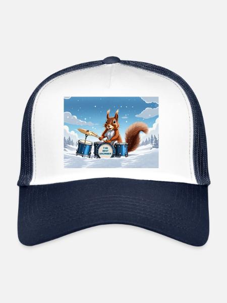 Squirrel plays drums - Trucker Cap - white/navy - Front
