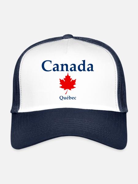 Québec - Quebec - Canada - Kanada - Casquette trucker  - blanc/marine - Devant