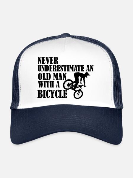 Drôle de dicton de bicyclette - Casquette trucker  - blanc/marine - Devant