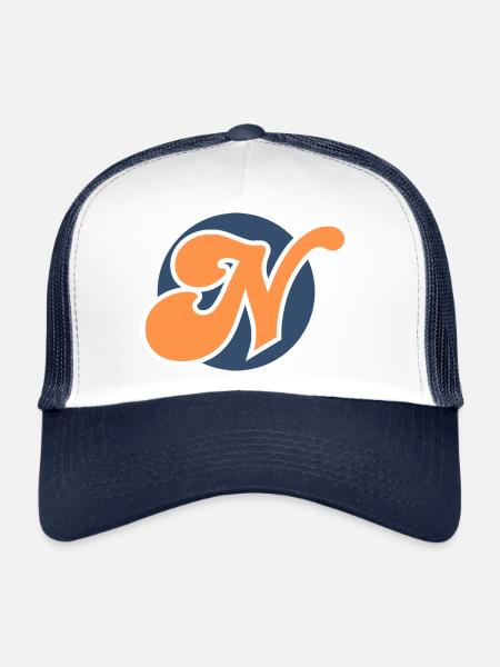 Letter n orange sport - Trucker Cap - white/navy - Front