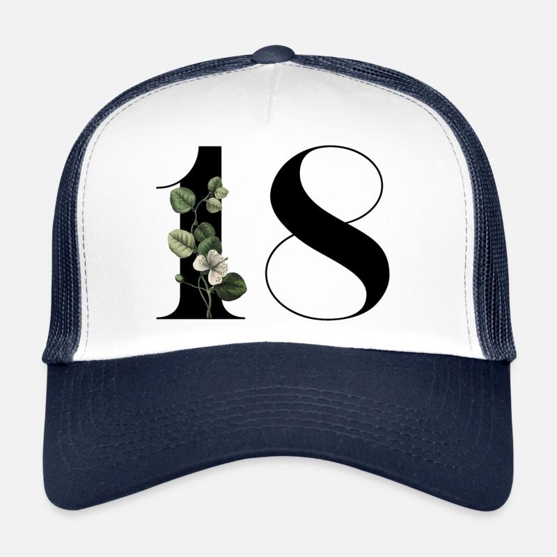 Numéro 18 floral vert -18e anniversaire floral Casquette trucker 