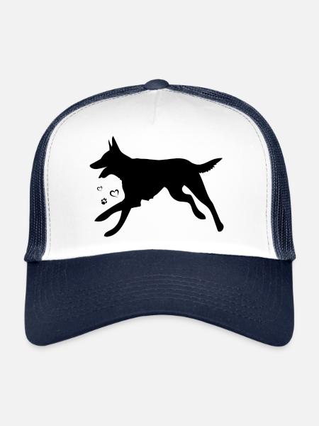 Chien de berger belge malinois - Casquette trucker  - blanc/marine - Devant