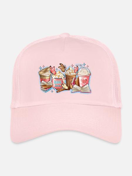 Book Lover Coffee Cups - Trucker Cap - pale pink - Front