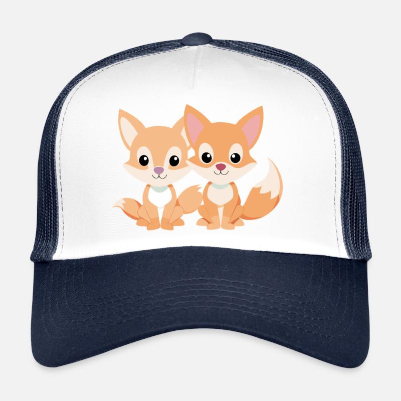 Deux petits renards amis complices Casquette trucker 