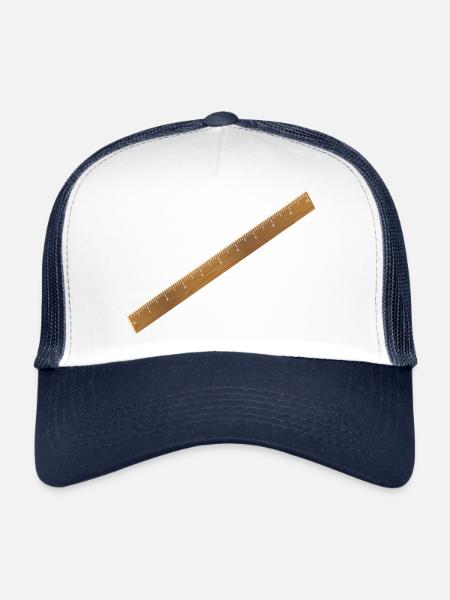 Classic Wooden Ruler Motif – Measure with Style - Trucker Cap - white/navy - Front