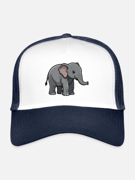 Cadeau Bébé Éléphant Bébé Éléphant - Casquette trucker  - blanc/marine - Devant