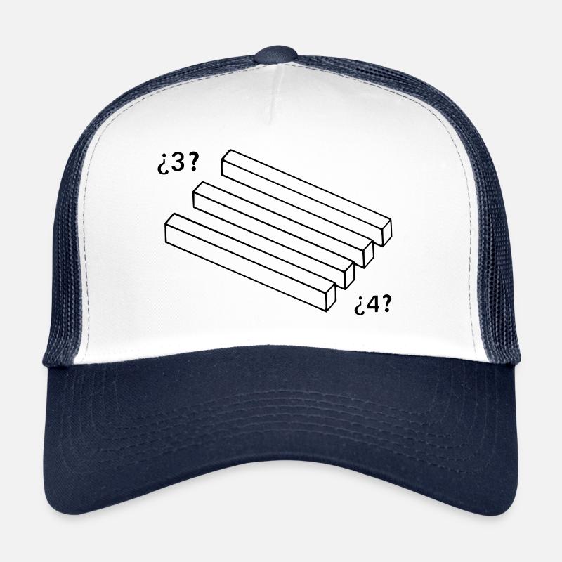 Illusions d'optique 3 à 4 bâtons - Casquette trucker  - blanc/marine