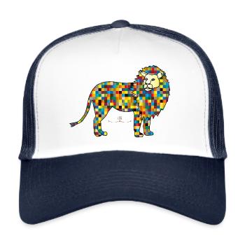 Exam lion with "links" through each exam - Trucker Cap - white/navy - Front