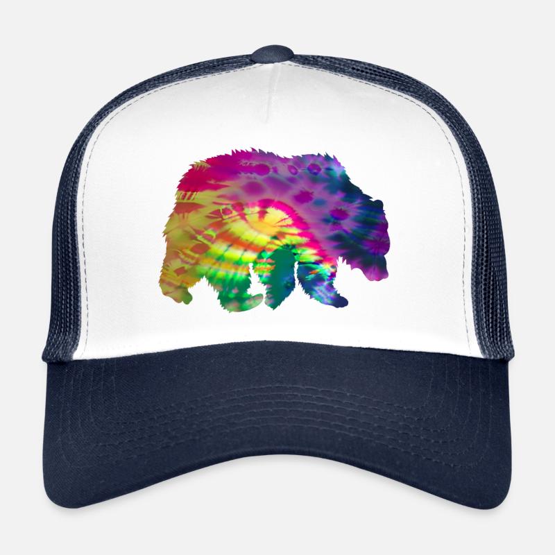 Bär Silhouette Tie Dye Batik Muster Trucker Cap
