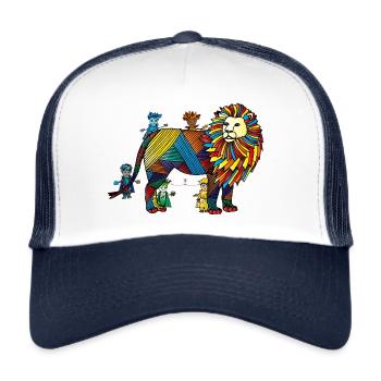 Kraftlöwe- Ich schenke in jeder Situation Kraft. - Trucker Cap - Weiß/Navy - Vorne
