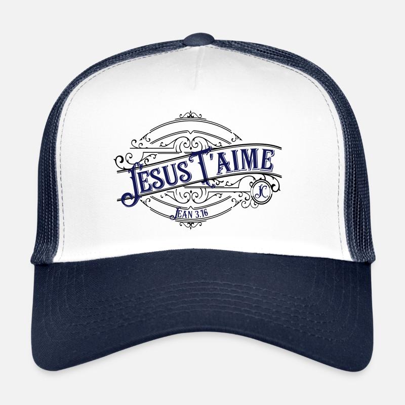 Jésus t'aime - Casquette trucker  - blanc/marine
