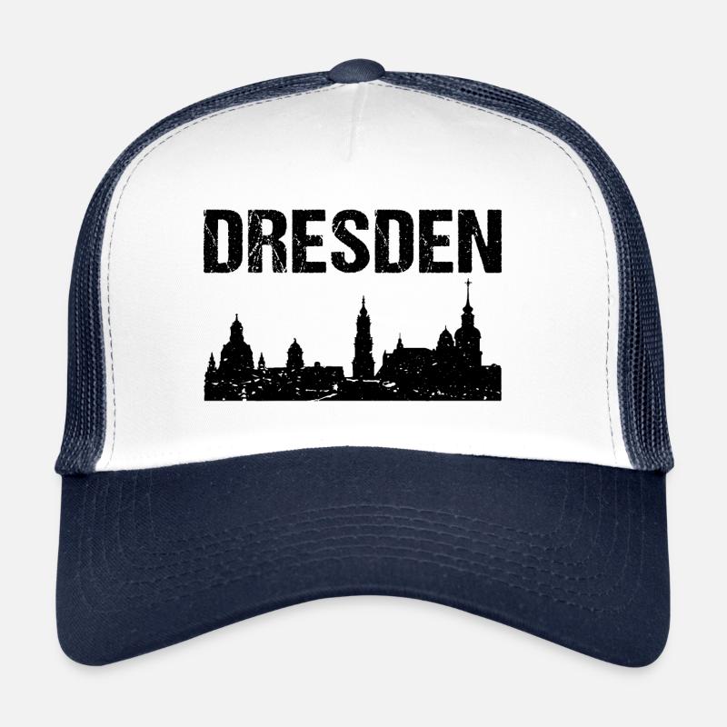 Dresden Skyline Stadt Dresden - Trucker Cap - Weiß/Navy