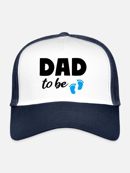 Papa sera Boy Dad Grossesse Papa - Casquette trucker  - blanc/marine - Devant