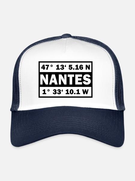 Nantes Coordonnées Ville France Nantes - Casquette trucker  - blanc/marine - Devant