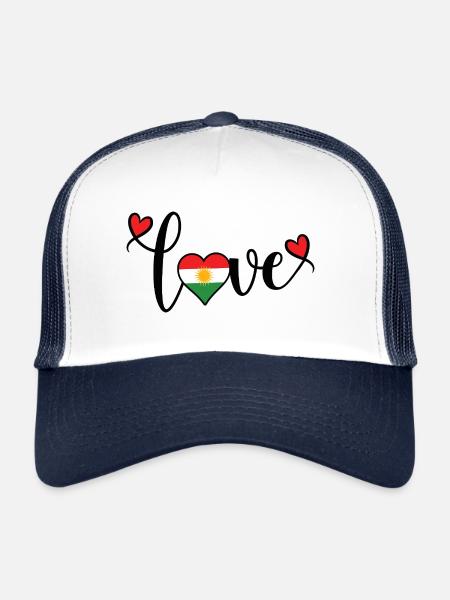 Kurdistan Flag,Kurdistan,Syria,Iraq,Iran,Flag - Trucker Cap - white/navy - Front