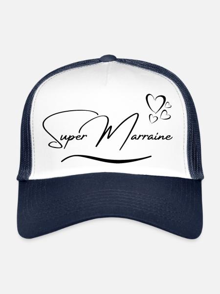 Super Marraine Cadeau Pour La Meilleure Marraine - Casquette trucker  - blanc/marine - Devant