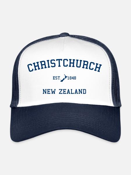 Christchurch - Nouvelle-Zélande - Kiwi - Maori Aotearoa - Casquette trucker  - blanc/marine - Devant