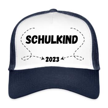 Schulkind 2023 - Erster Schultag - Einschulung - Trucker Cap - Weiß/Navy - Vorne