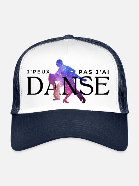 J’peux pas j’ai danse - idée cadeau humour - Casquette trucker  - blanc/marine - Devant