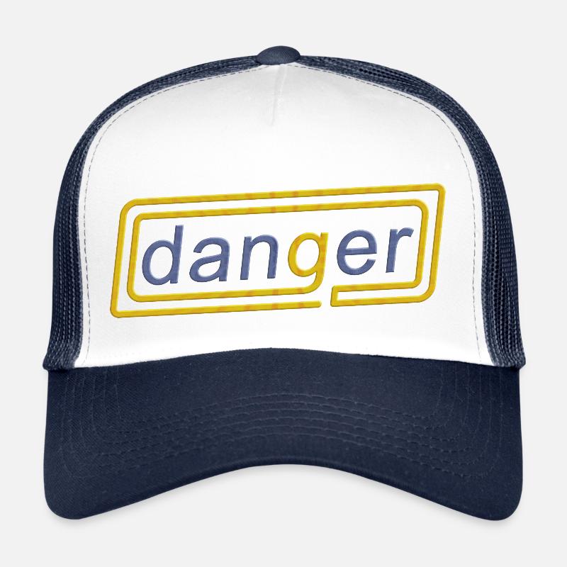 Blue and Yellow Danger Trucker Cap