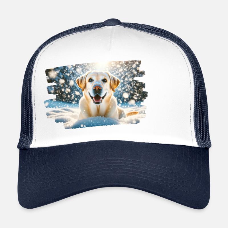Happy Labrador in Winter Snow Trucker Cap