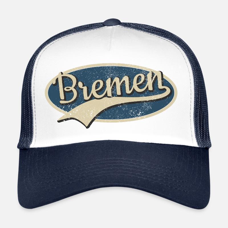 Bremen Deutschland Vintage Typografie - Trucker Cap - Weiß/Navy