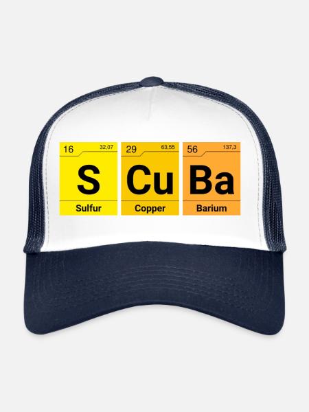 Scuba diver chemical elements - Trucker Cap - white/navy - Front
