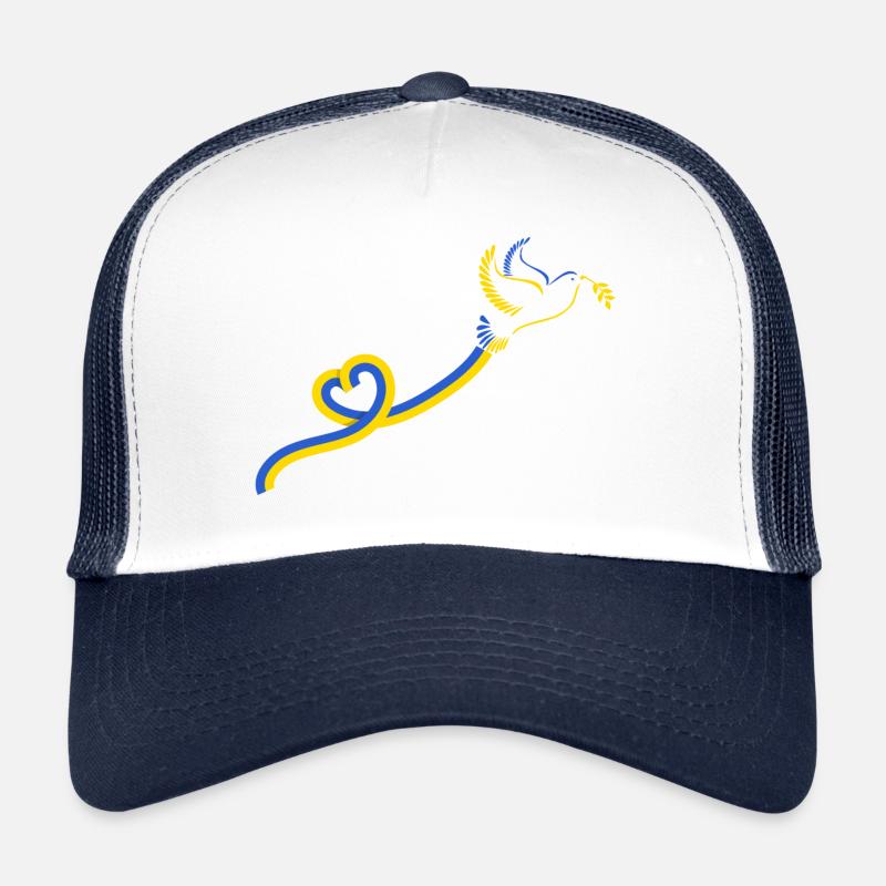 Colombe Ruban Bleu Jaune Paix Casquette trucker 