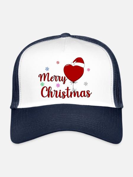 Joyeux cœur de Noël - Casquette trucker  - blanc/marine - Devant
