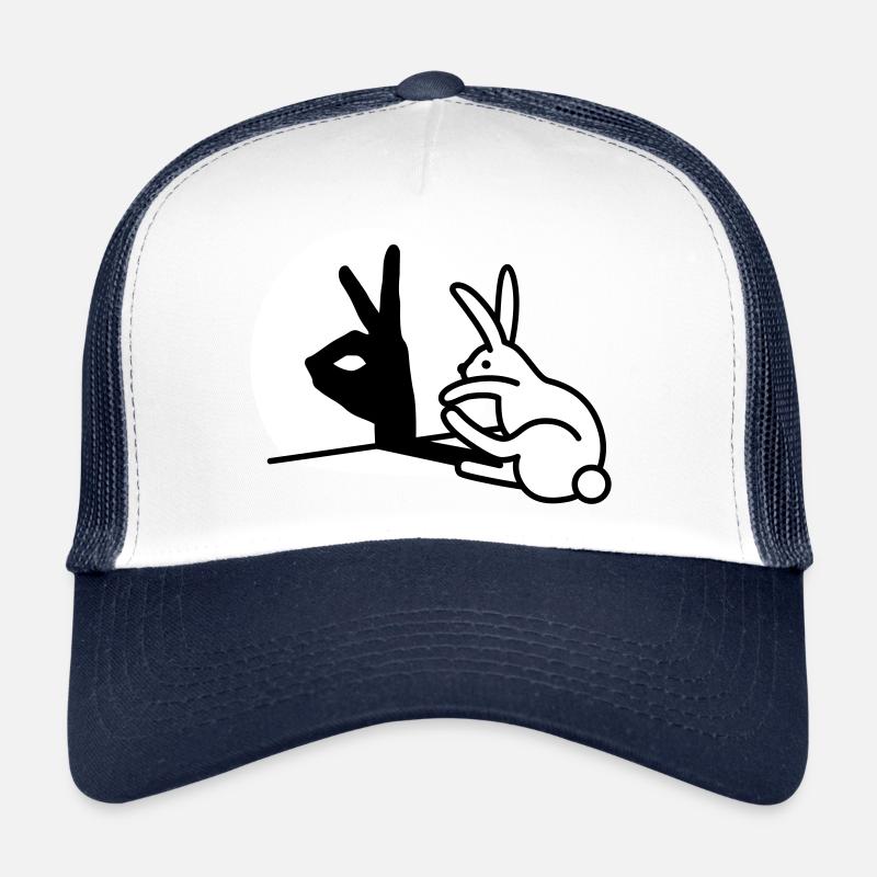Funny Rabbit hand shadow puppets humor pop art Trucker Cap