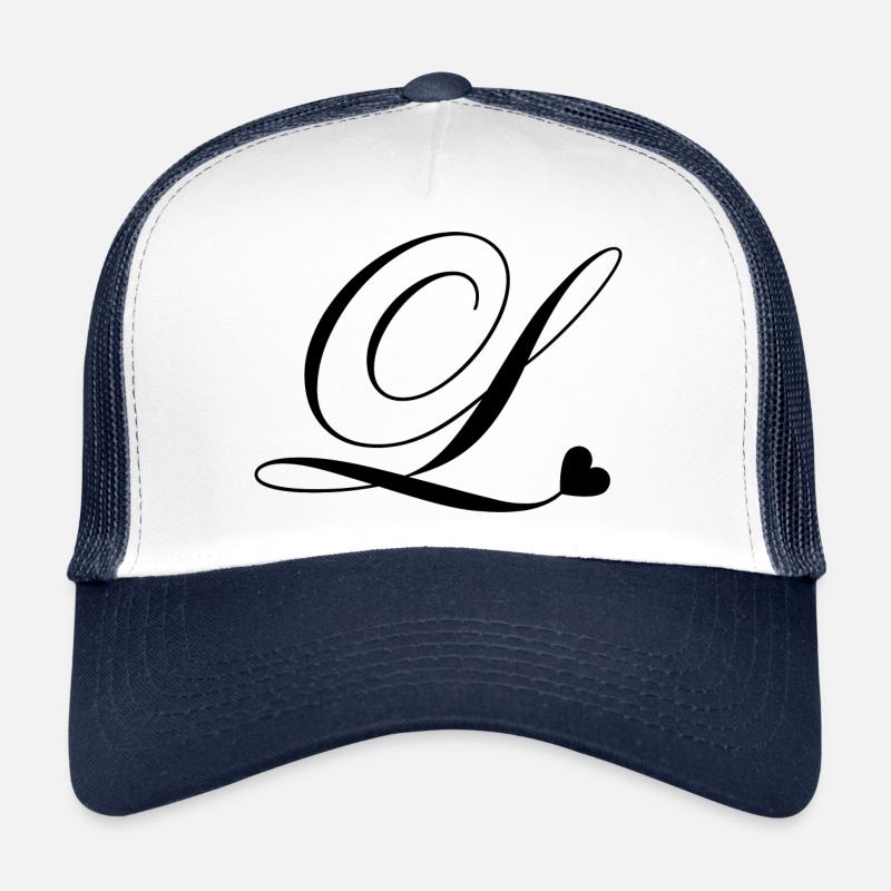 Buchstabe l Kalligraphie Herz Trucker Cap