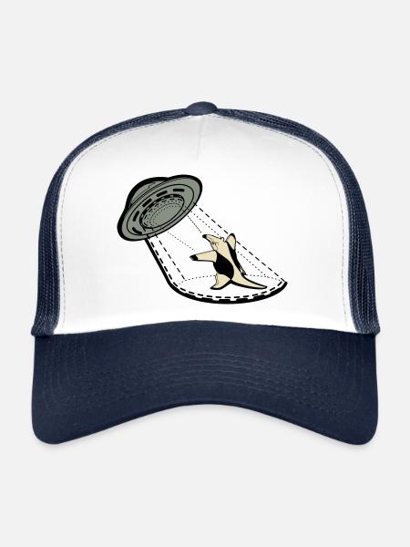 Tamandua Little anteater against UFO - Trucker Cap - white/navy - Front