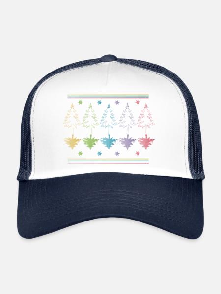 Christmas Tree, Christmas Tree or Christmas Tree Outlines - Trucker Cap - white/navy - Front