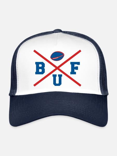 Croix de buffle - Casquette trucker  - blanc/marine - Devant