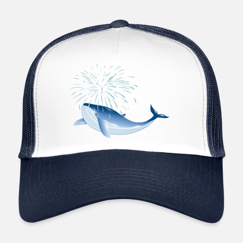 poisson baleine bleu vif dans l’océan avec fontaine Casquette trucker 