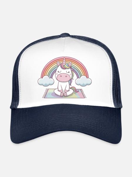 licorne de yoga - Casquette trucker  - blanc/marine - Devant