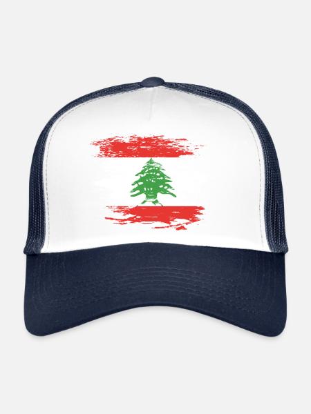 Drapeau du Liban utilisé - Casquette trucker  - blanc/marine - Devant