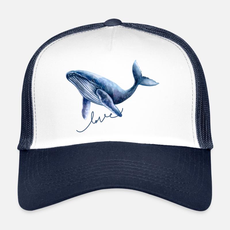 Wal Liebe Blauwal Illustration - Trucker Cap - Weiß/Navy