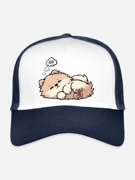 Zwergspitz Zwergspitze Spitzhund Zwergspitzhalter - Trucker Cap - Weiß/Navy - Vorne