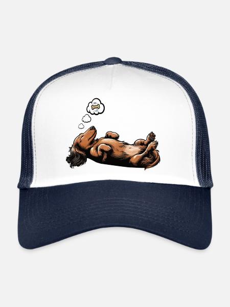 Teckel à poil long Teckel Teckel Teckel - Casquette trucker  - blanc/marine - Devant
