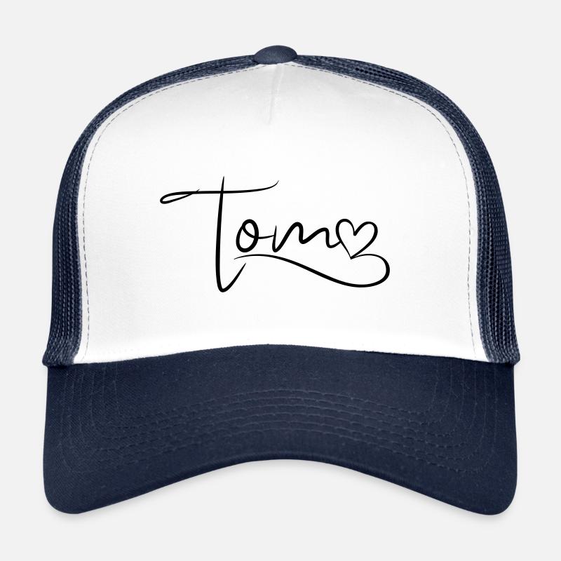 Tom Nom Prénom Coeur Décor Casquette trucker 