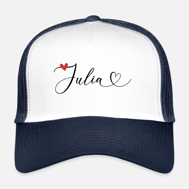 Julia Nom Prénom Calligraphie Coeur Casquette trucker 