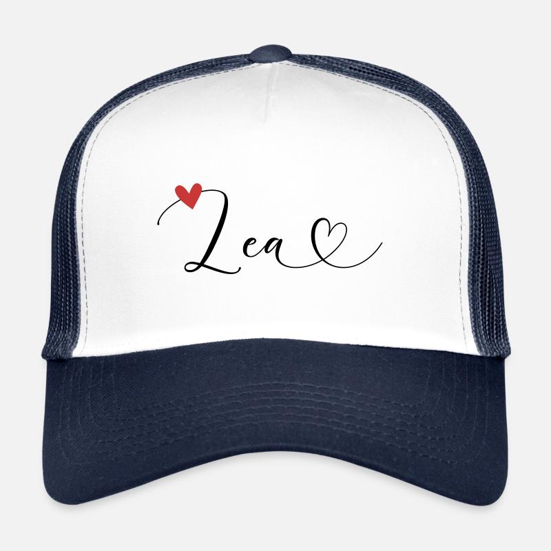 Lea Last name First name Calligraphy heart Trucker Cap