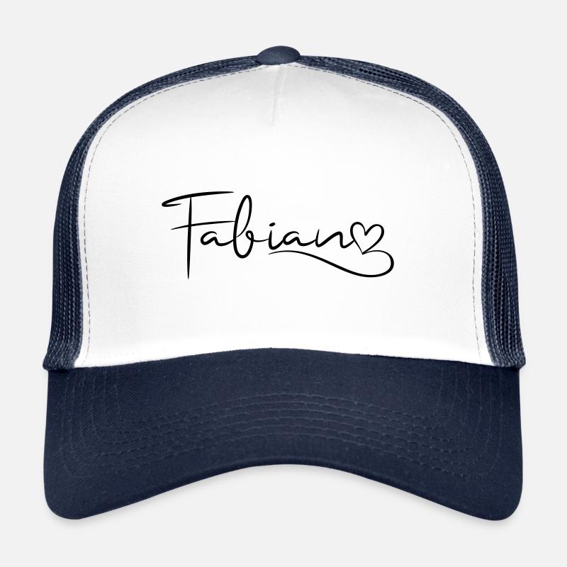 Fabian Surname First Name Heart Decor Trucker Cap