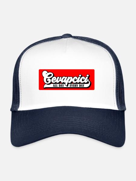 Les couleurs peuvent être modifiées | Cevapcici - Balkan Grill - Casquette trucker  - blanc/marine - Devant