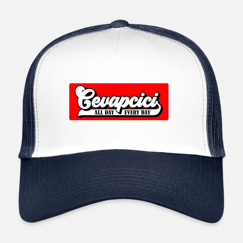 Farben änderbar | Cevapcici - Balkan Grill - Trucker Cap - Weiß/Navy