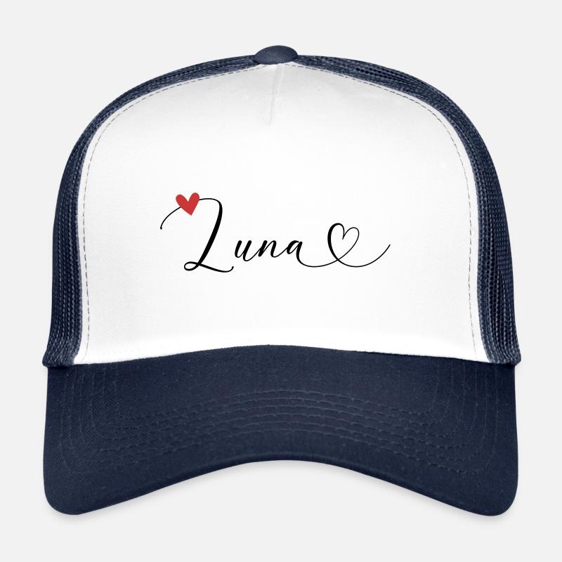 Luna Nom Prénom Calligraphie Coeur Casquette trucker 